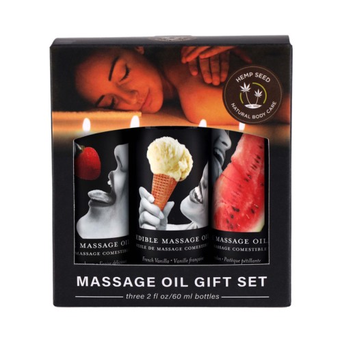 Earthly Body Hemp Seed Edible Massage Oil Gift Set 2 oz