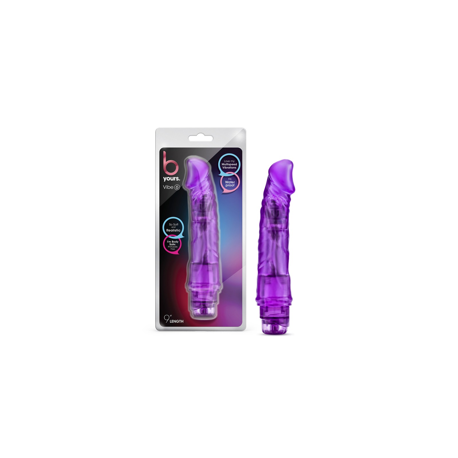 B Yours Vibe 6 Dildo Vibrador Realista Púrpura