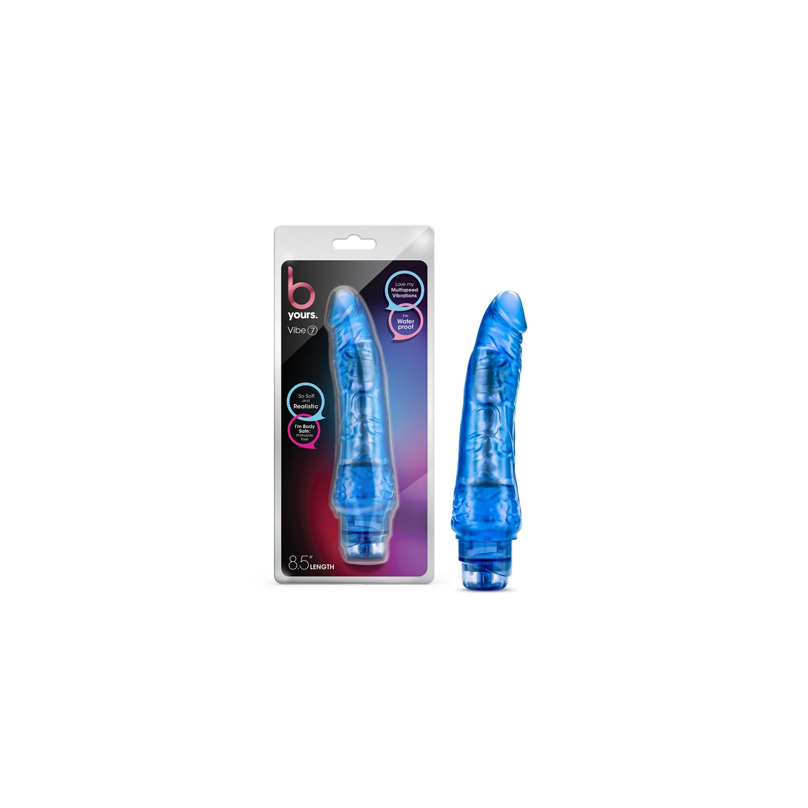 B Yours Vibe 7 Dildo Vibrador Realista de 8.75 in. Azul