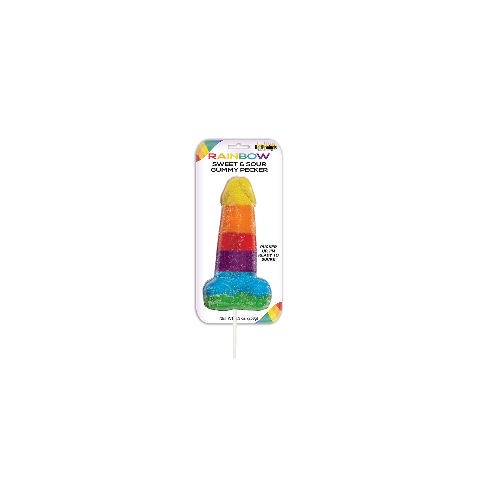 Sweet & Sour Jumbo Rainbow Gummy Cock Pop