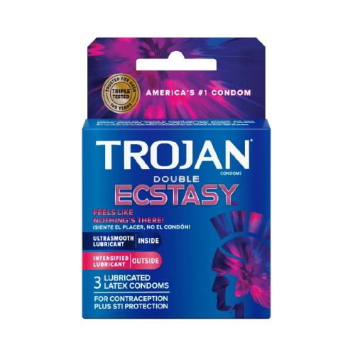 Trojan Double Ecstasy Latex Condoms - 3 Pack