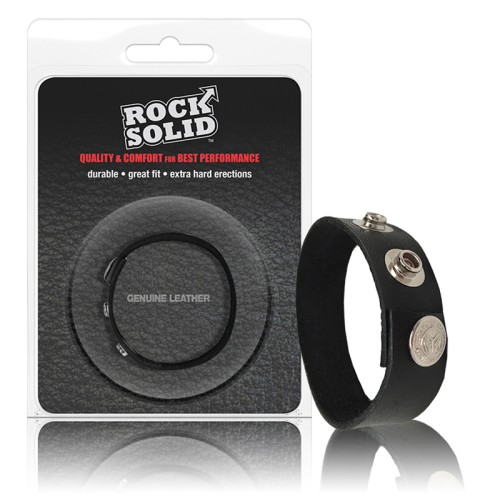 Rock Solid Adjustable Leather Cock Ring Black - Comfort Fit