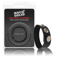 Anillo de Cock de Cuero Ajustable Rock Solid Negro - Ajuste Cómodo