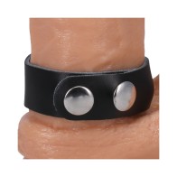 Anillo de Cock de Cuero Ajustable Rock Solid Negro - Ajuste Cómodo