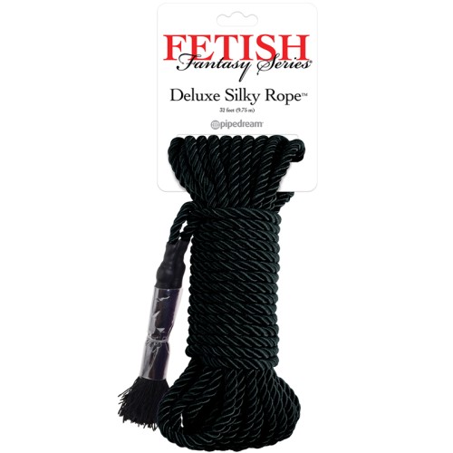 Pipedream Fetish Fantasy Silk Rope 32 ft Black