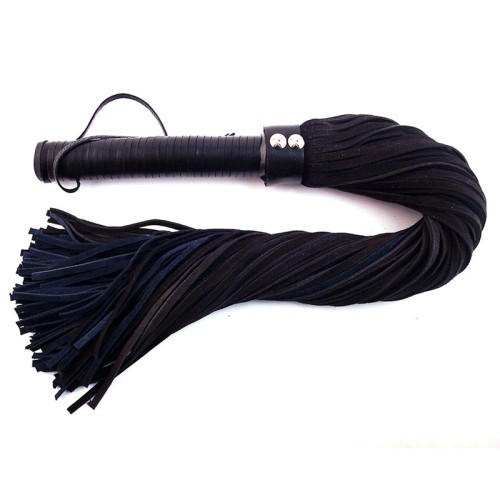 Flogger de Suede Rouge con Mango de Cuero Negro con Azul