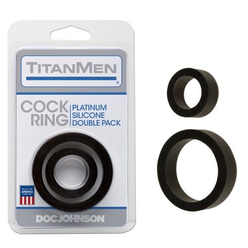 Titanmen Cock Ring Platinum Silicone Double Pack