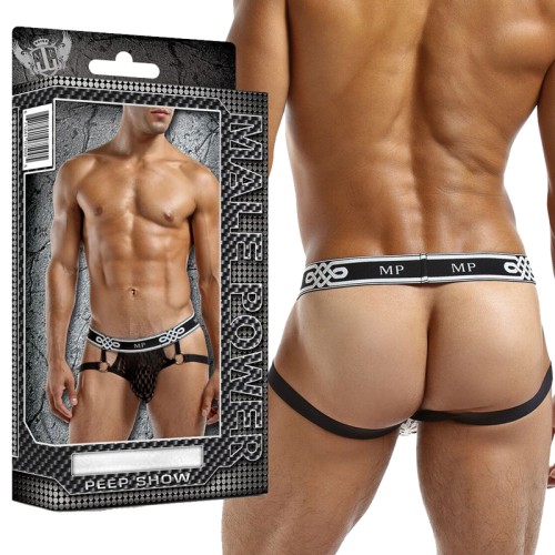 Male Power Peep Show Jock Ring Small/Medium Black