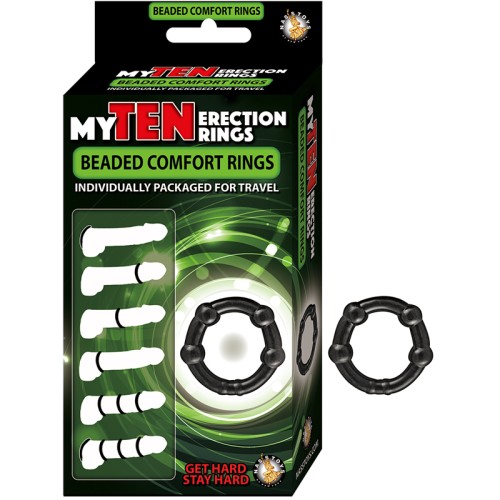 Diez Anillos de Confort con Perlas para Mayor Placer