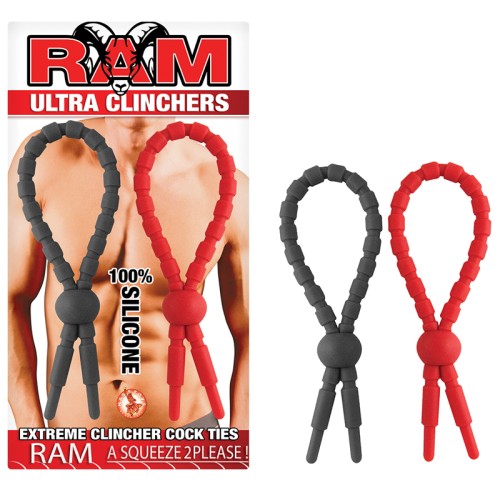 Ram Ultra Clinchers Red and Black Silicone Cock Ties