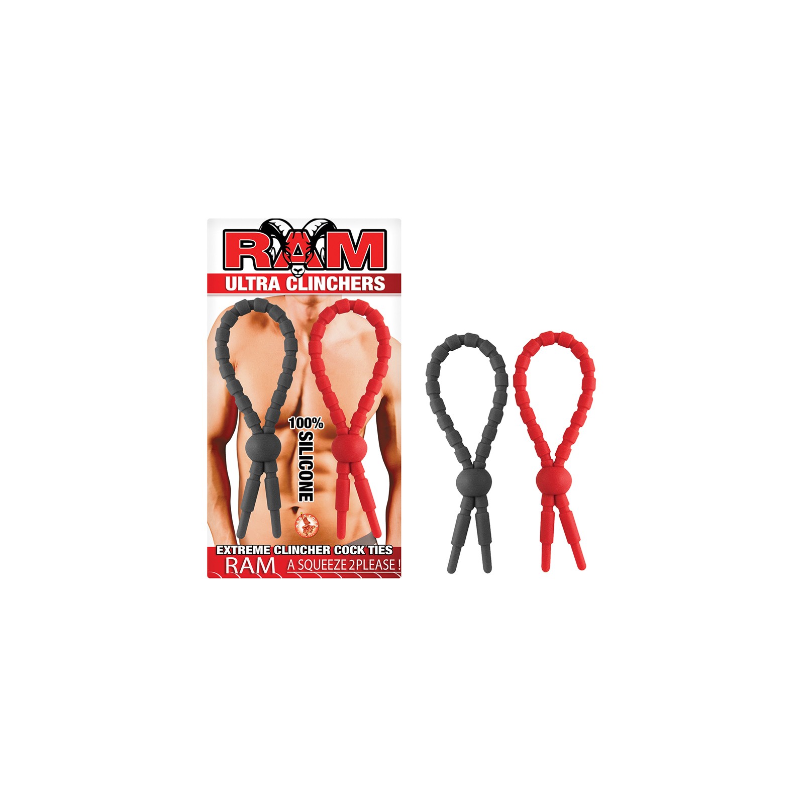 Ram Ultra Clinchers Red and Black Silicone Cock Ties