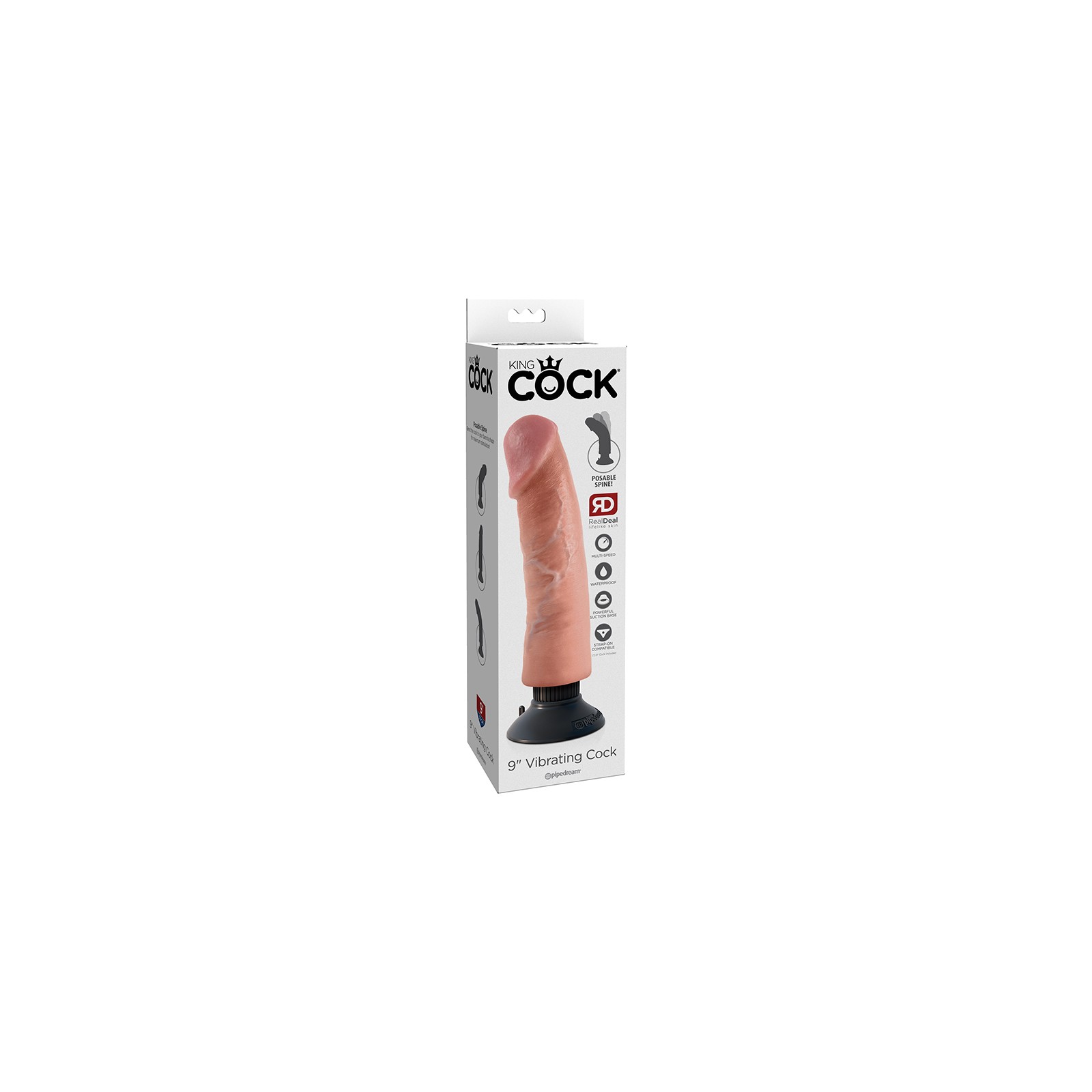 Dildo Vibrador Pipedream King Cock 9in Poseable para Placer Mejorado