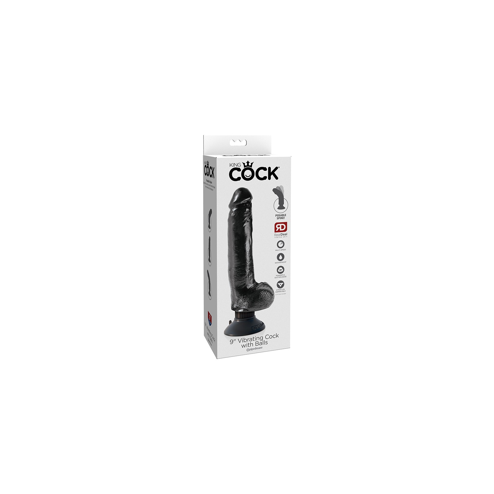 Pipedream King Cock Dildo Vibrante de 9 Pulgadas Negro