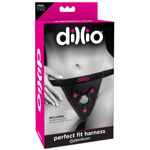 Pipedream Dillio Adjustable Perfect Fit Harness Black/Pink - Ultimate Comfort for Strap-On Play