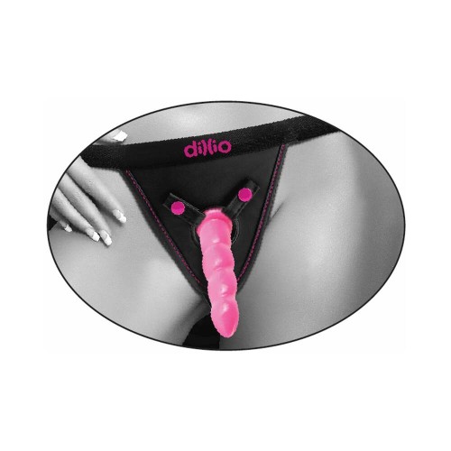 Pipedream Dillio Adjustable Perfect Fit Harness Black/Pink - Ultimate Comfort for Strap-On Play