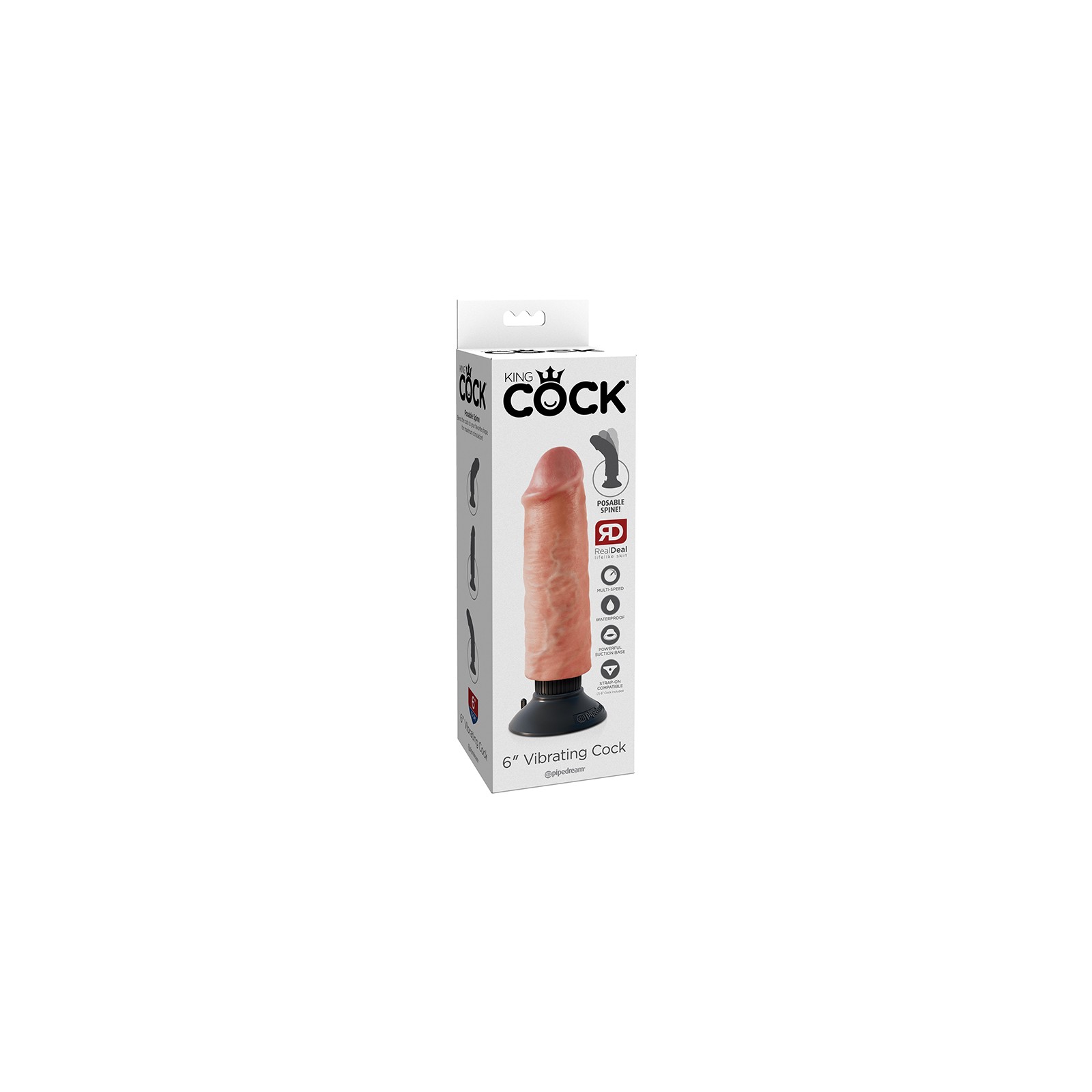 Pipedream King Cock Dildo Vibrador de 6 in. con Ventosa