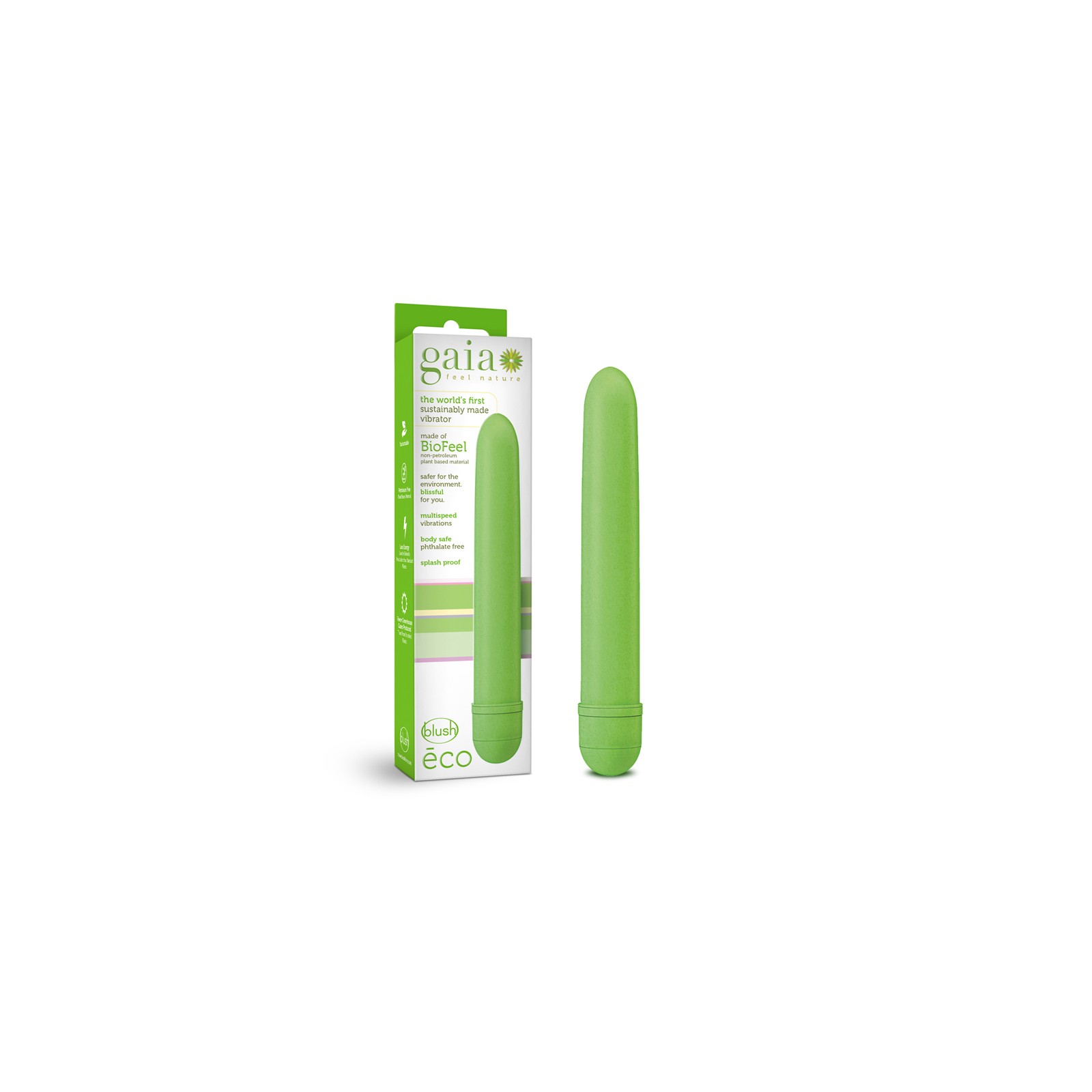 Gaia Eco Slimline Vibrator Green - Eco-Friendly Pleasure