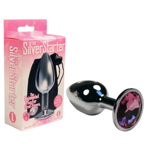 The 9's Silver Starter Bejeweled Stainless Steel Plug Pink