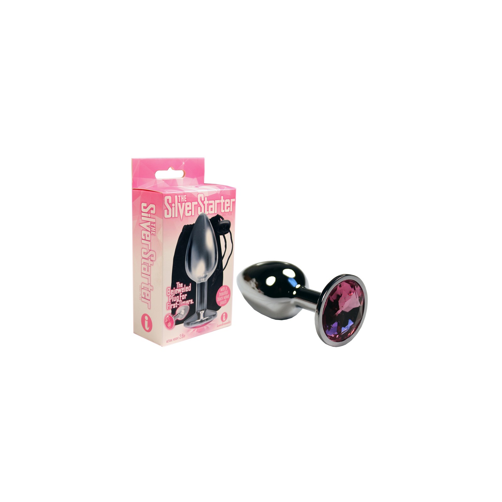 The 9's Silver Starter Bejeweled Stainless Steel Plug Pink