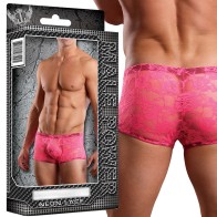 Male Power Mini Short Neon Lace Hot Pink M - Comfort Meets Style