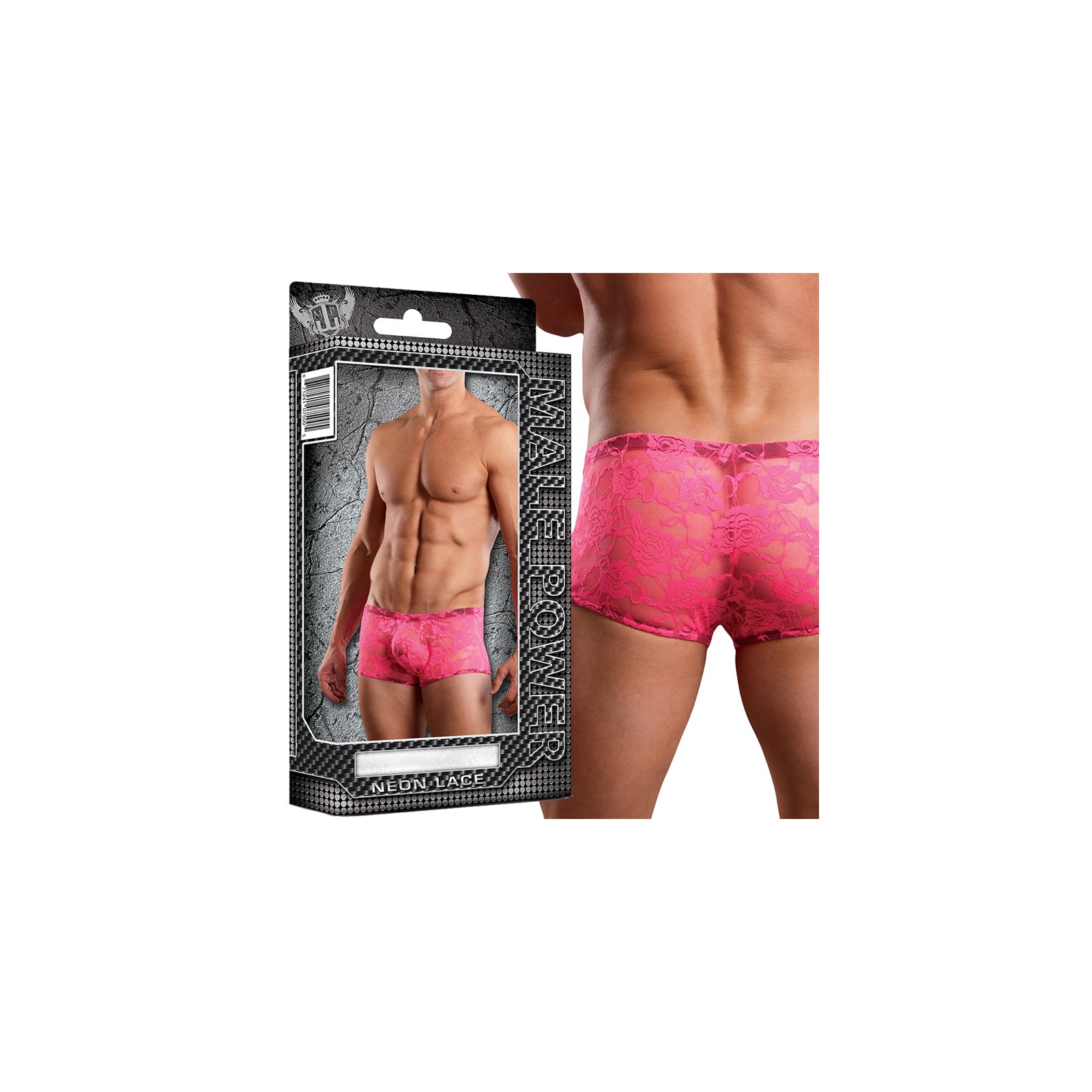 Mini Shorts de Encaje Neón Hot Pink para Hombre Power