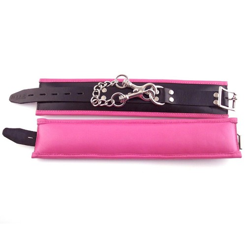 Rouge Leather Padded Ankle Cuffs Black and Pink