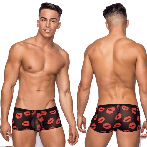 Male Power Mini Short Kiss Me Transparentes para Noches Divertidas