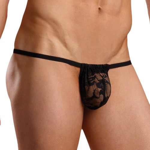 Tanga de Encaje Stretch Male Power - estilo negro