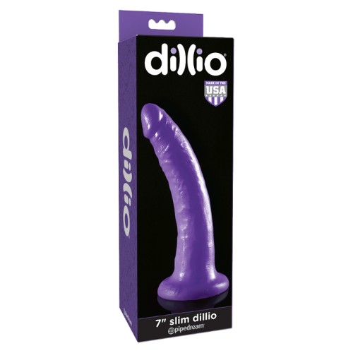 Pipedream Dillio Realistic Dildo 7in Slim with Suction Cup Purple