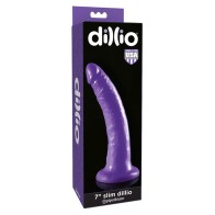 Dildo Realista Pipedream Dillio 17.8 cm Slim con Succión Púrpura