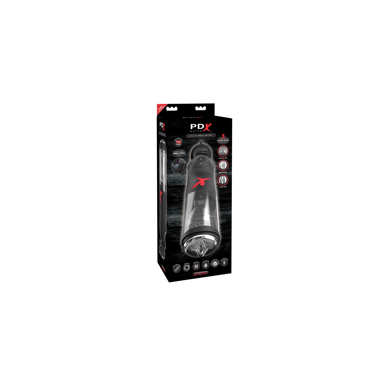 PDX Elite Deluxe Mega-Bator Rotating Masturbator Clear/Black