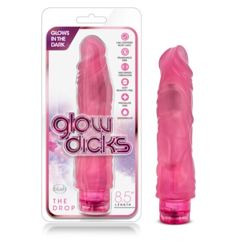 Glow Dicks The Drop Realistic 8.5 in. Vibrating Dildo Pink