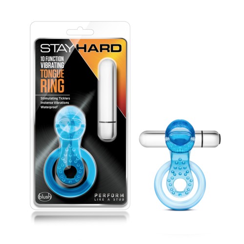 Stay Hard Vibrating Tongue Ring - Blue