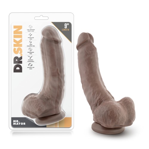 Dr. Skin Mr. Mayor Dildo Realista de 9 Pulgadas con Testículos