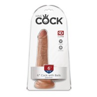 King Cock 6 in. Cock with Balls Realistic Suction Cup Dildo