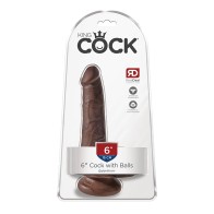 Pipedream King Cock 6 in. Dildo With Balls Brown