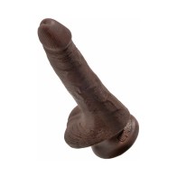 Dildo Realista Pipedream King Cock de 6 in. con Testículos Marrón