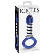 Pipedream Icicles No. 81 Blue Ribbed Glass Dildo