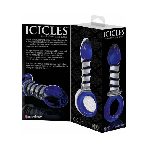 Pipedream Icicles No. 81 Dildo de Vidrio Ribeteado Azul