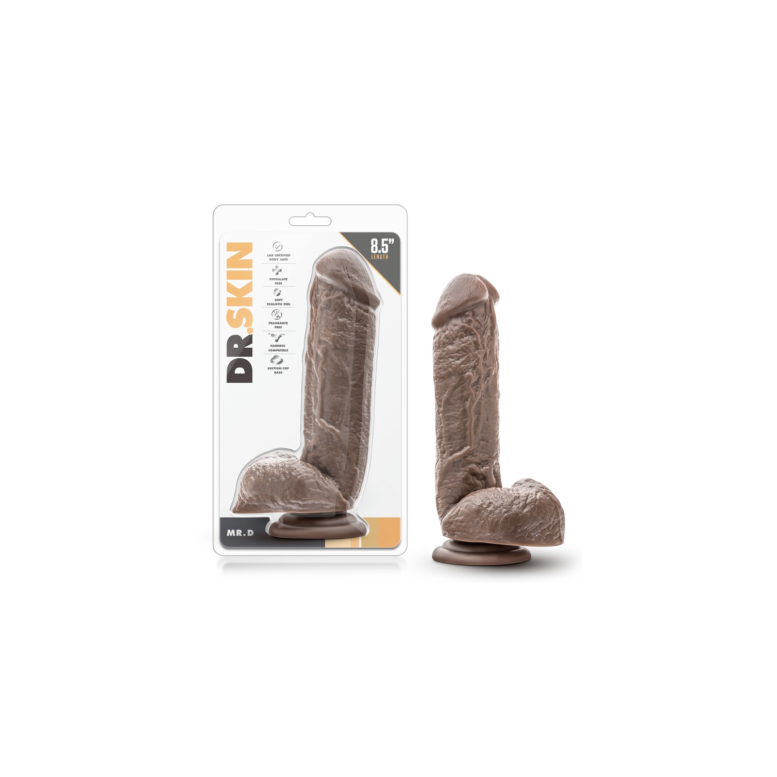 Dr. Skin Mr. D Realistic Dildo 8.5 in. Brown