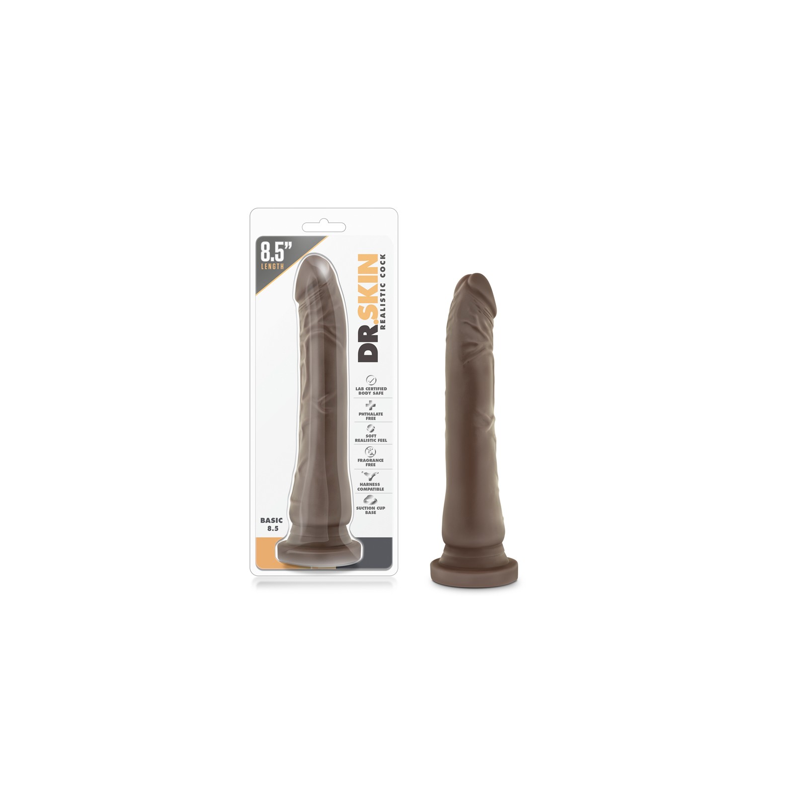 Dildo Dr. Skin Basic 8.5 in. Marrón - Realismo Supremo