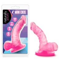 Naturally Yours 4 in. Mini Cock Realistic Dildo with Balls Pink