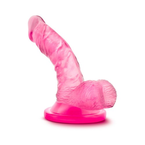 Naturally Yours 4 in. Mini Cock Realistic Dildo with Balls Pink