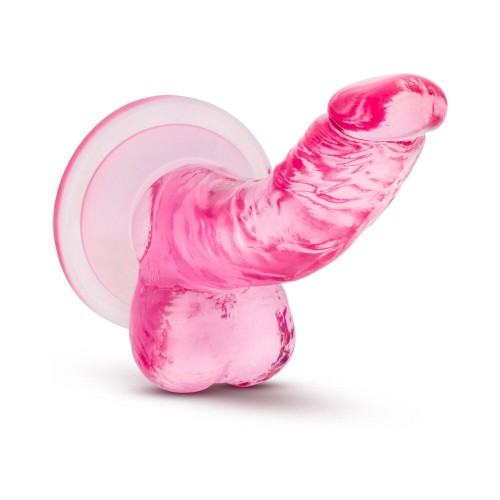 Naturally Yours 4 in. Mini Cock Realistic Dildo with Balls Pink