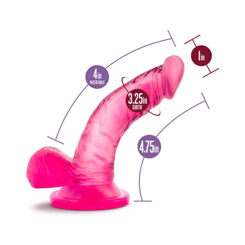 Naturally Yours 4 in. Mini Cock Realistic Dildo with Balls Pink