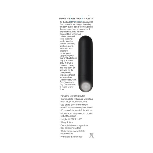 Vibrador Bullet Recargable De Alto Poder Zero Tolerance