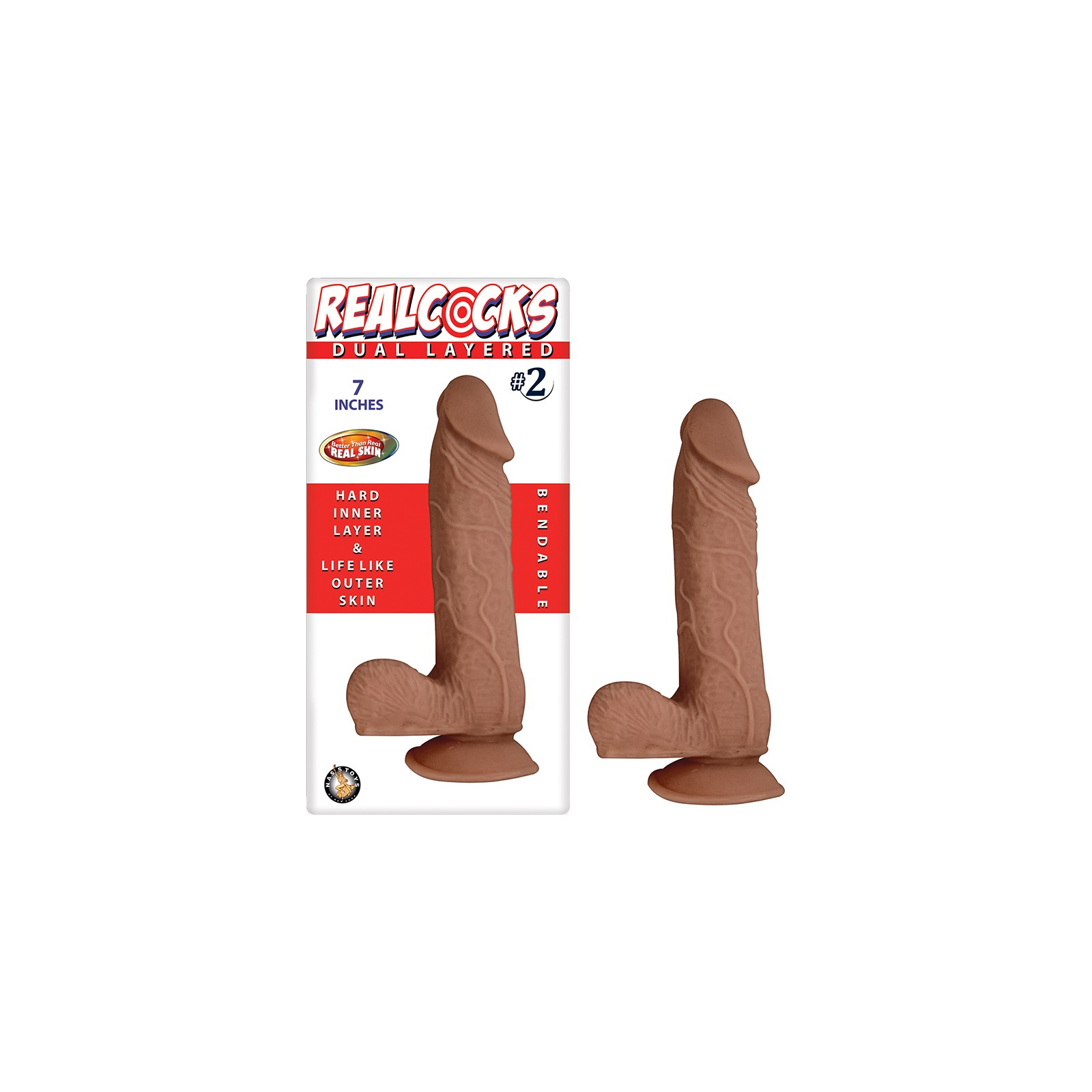 Dildo Realcocks Doble Capa #2 7 Pulgadas Marrón