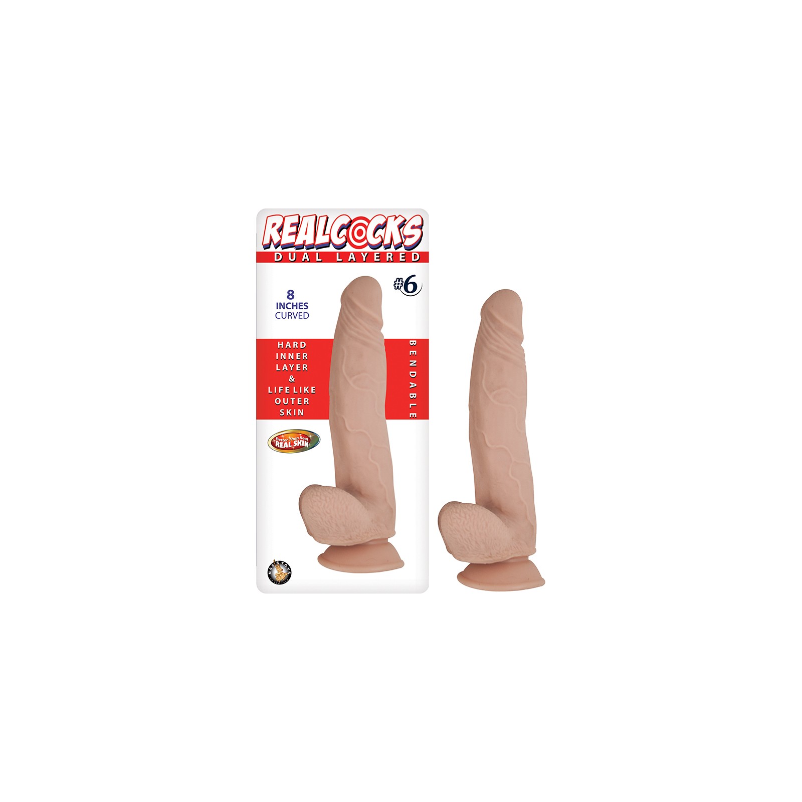 Dildo Curvado de 8in Piel de Dos Capas