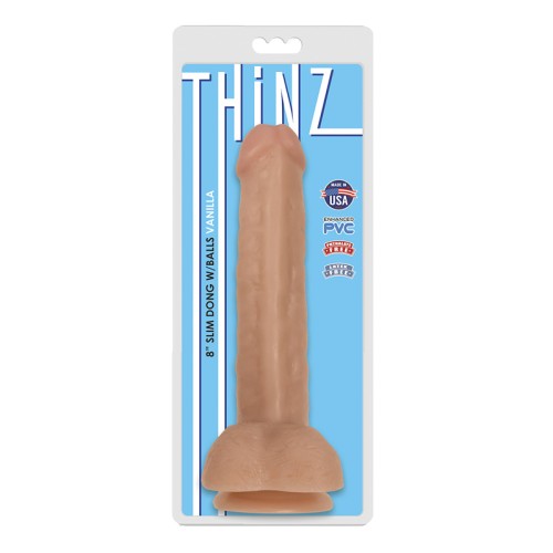 Curve Toys Thinz Slim Dildo with Balls - Beige