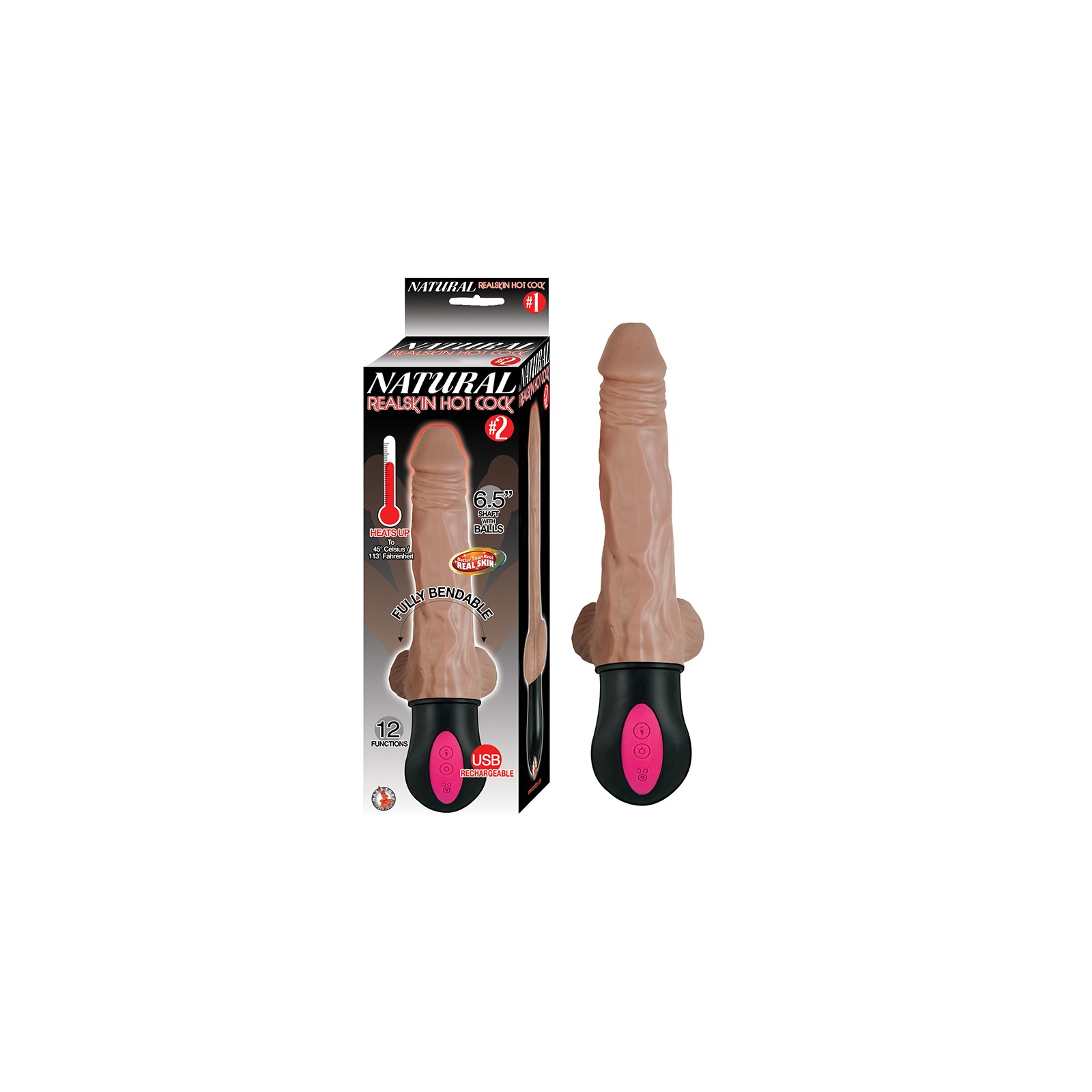 Dildo Natural Realskin Hot Cock #2 Totalmente Flexible 12 Funciones